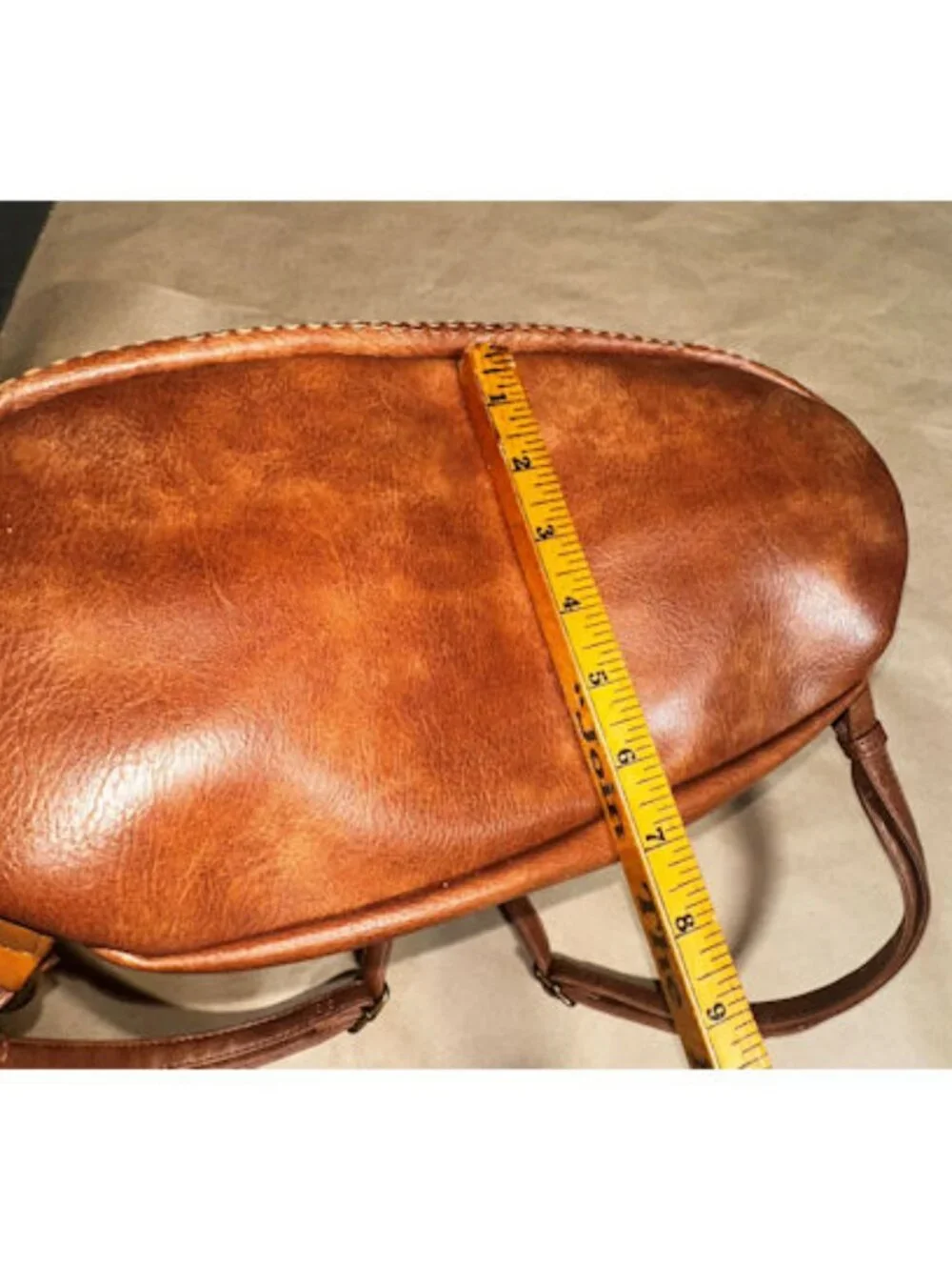 Brown Faux Leather Backpack, School Bag